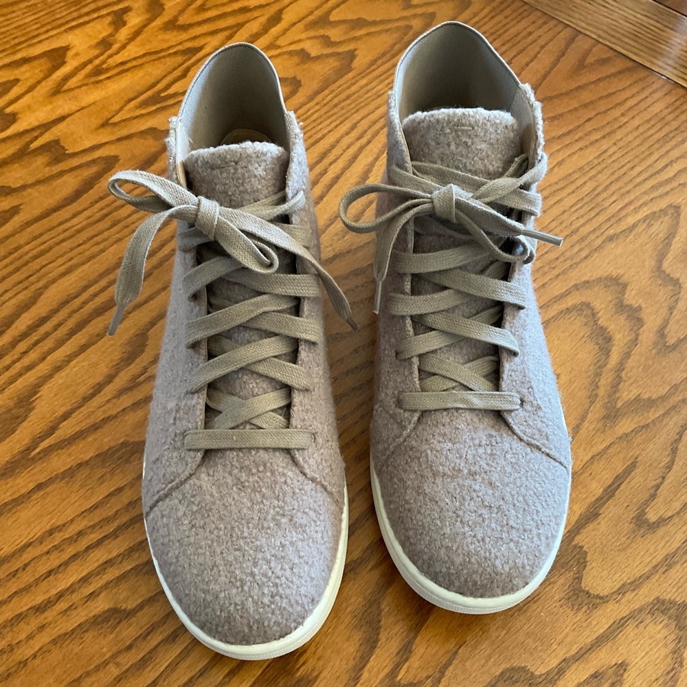 Eileen Fisher Gaze Wool Beige High-Top Sneakers, Women’s Sz 7.5